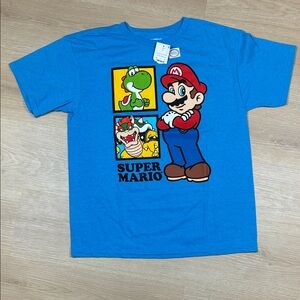 NWT Hybrid Apparel Super Mario Blue Graphic T-Shirt Kids XL